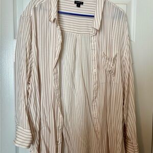 torrid Cream and Tan Striped Button-Down Shirt